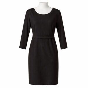 Tahari Sz 6 Black 3/4 Sleeve Scalloped Hem Dress Little Black Dress